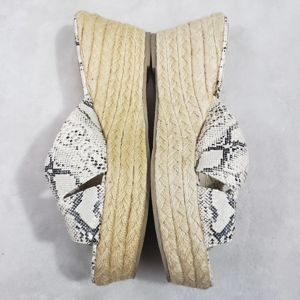 Kelsi Dagger Bianca Snakeskin Criss Cross Espadrille Wedge Sandal Size 8.5